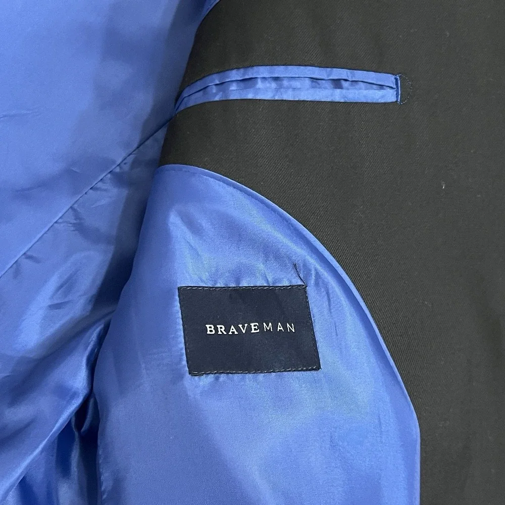 Braveman‎ Blazer Jacket Double Vent Sport Coat Blue Black Men Size 38R Pre-Owned